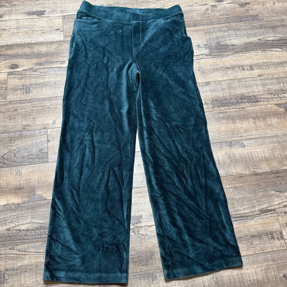 Pure J. Jill Wide-leg Velvet Lounge Pants Emerald Green